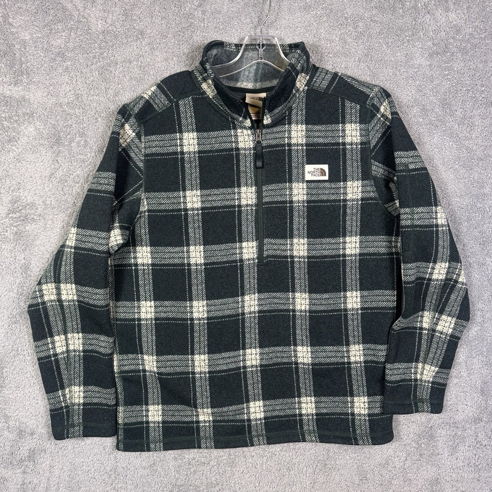North Face Gordon Lyons Jacket Mens L Novelty 1/2 Zip Plaid Fleece Sweater